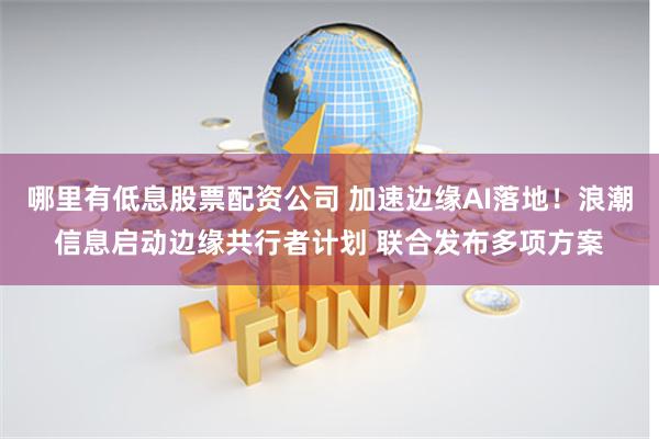 哪里有低息股票配资公司 加速边缘AI落地！浪潮信息启动边缘共行者计划 联合发布多项方案