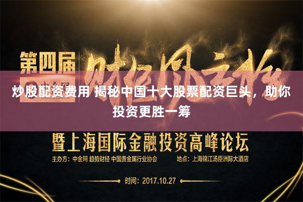 炒股配资费用 揭秘中国十大股票配资巨头，助你投资更胜一筹