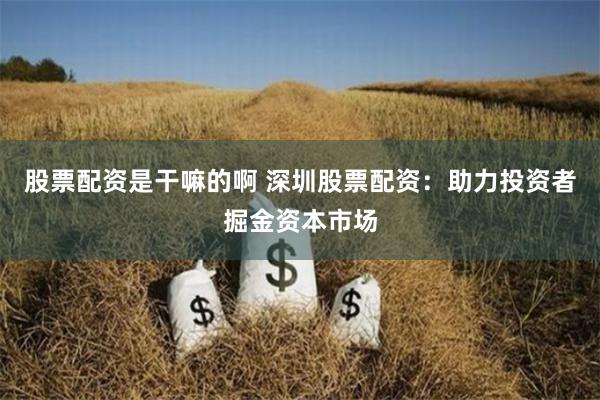 股票配资是干嘛的啊 深圳股票配资：助力投资者掘金资本市场